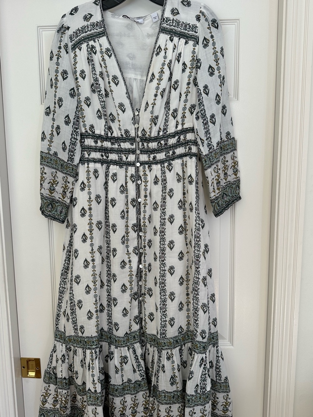 Veronica Beard Printed Midi Dress White & Black Size 6 Like New